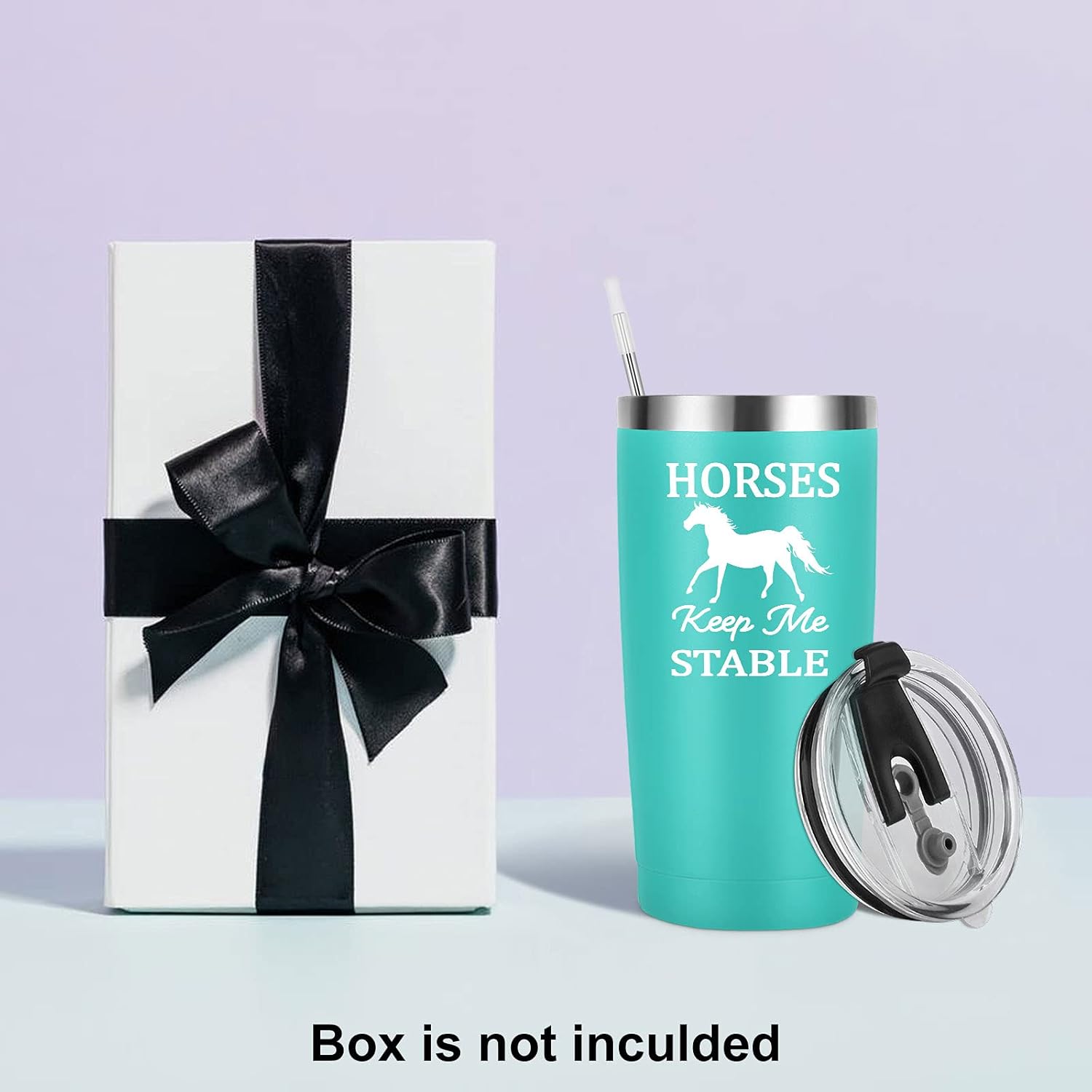 Qtencas Horse Lovers Travel Tumbler - 'Horses Keep Me Stable' - Birthday Christmas Gifts for Women, Friends, Sister - 20 Oz Insulated Stainless Steel, Mint - Image 6
