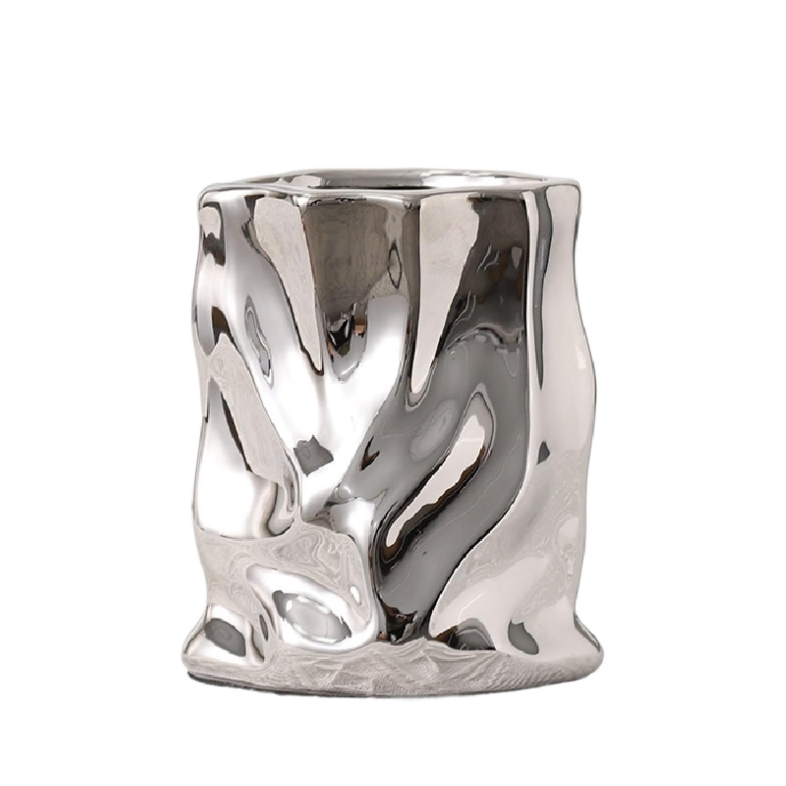Flower Holder Nordic Ceramic Irregular Vase Living Room Office Decoration For Centerpiece(Silver)