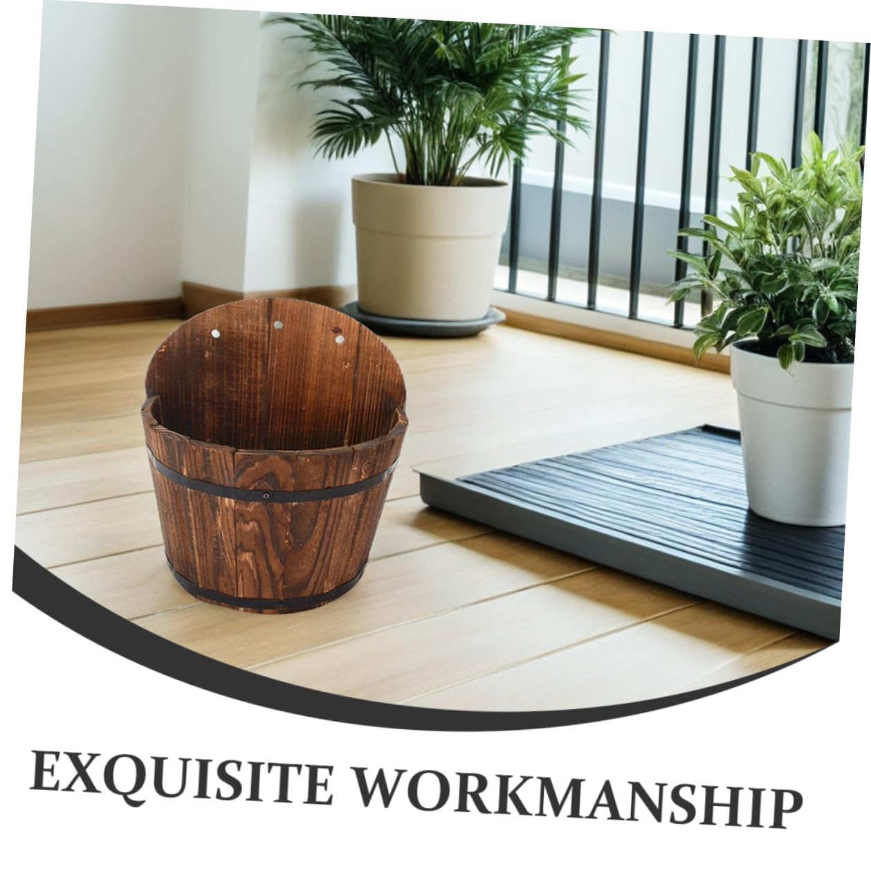 Kleiner Wand-Pflanztopf aus Holz zum Aufhängen von Pflanzen, stabiler Blumentopf für den Außenbereich, Balkon und Garten, ideal für Heim- und Pflanzenliebhaber