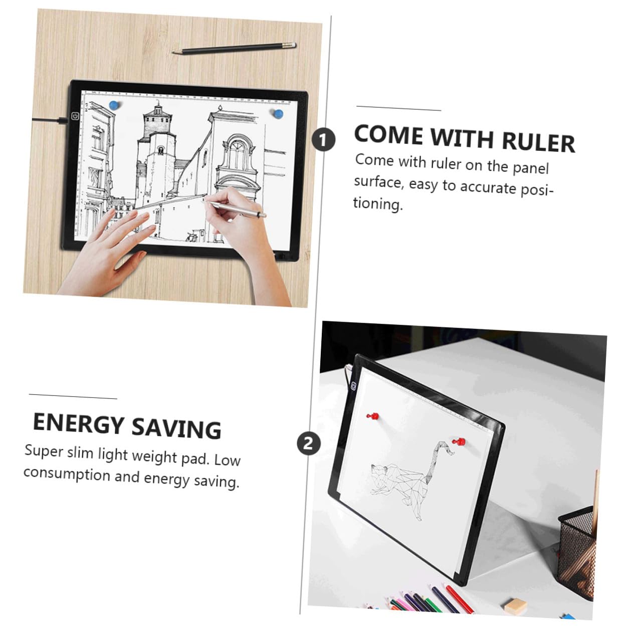 NIYANGLE Table Lumineuse A4 en Acrylique Blanc Câble USB et Aimants, Planche à Dessin Magnétique Légère pour Croquis et Pratique de Peinture