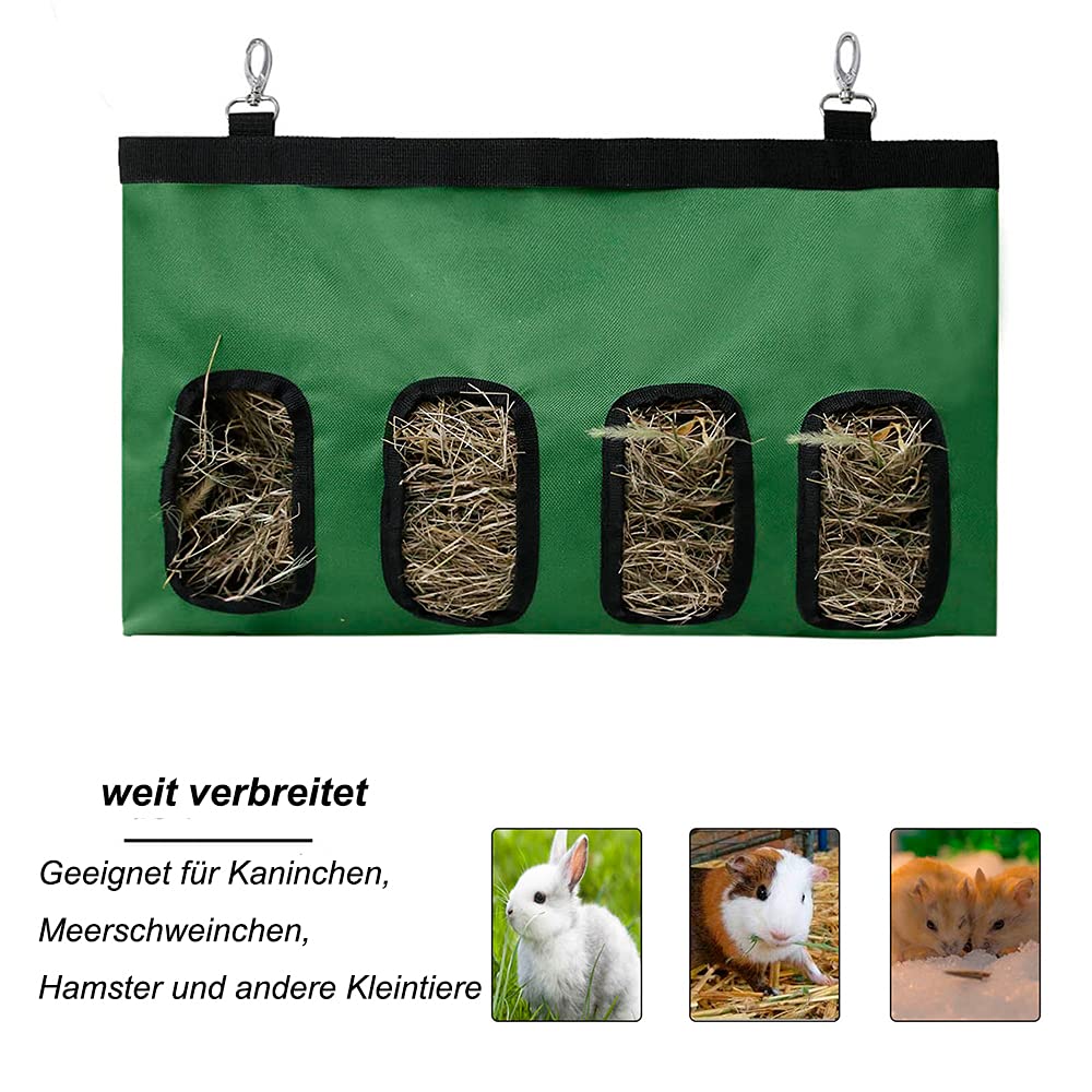 Bolsa de Heno de Conejo Bolsa de Alimentación de Heno henera de tela para cobayas para Conejo Chinchilla Hámster Pequeños Animales (4 ventanas, morado) - 5