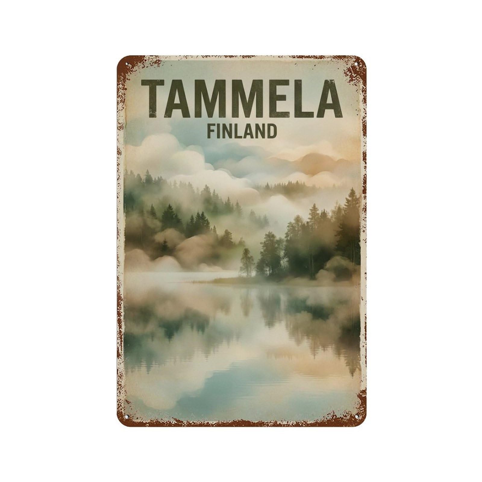 Metal Tin Sign Vintage Travel Tammela Finland Woodland