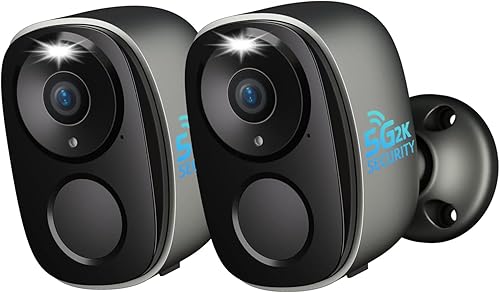 ELECCTV Cámaras de seguridad WiFi 5G2.4G inalámbricas para exteriores, cámaras WiFi alimentadas por batería 2K con foco de detección de movimiento