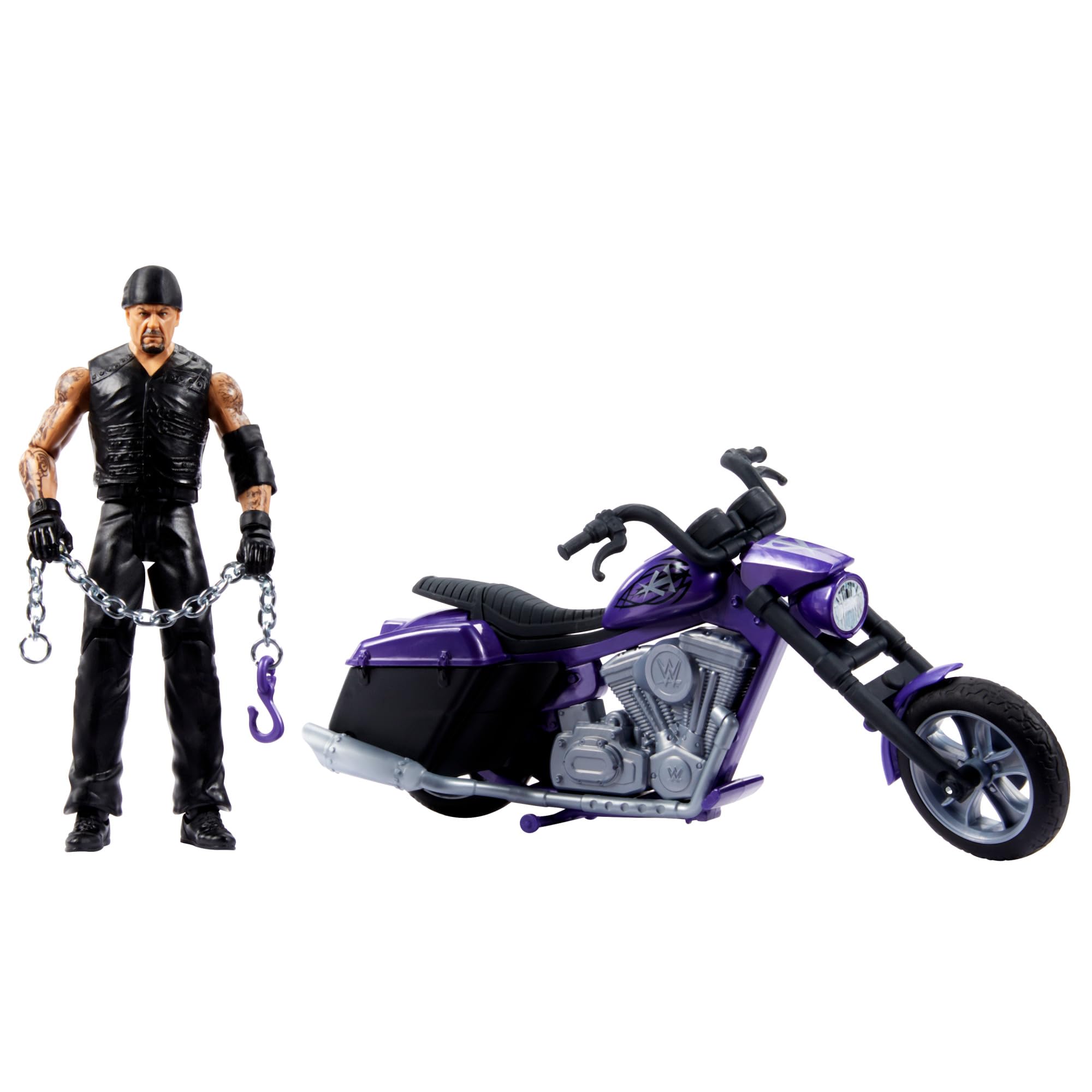Mattel WWE Undertaker con Wrekkin' Boneyard Slamcycle Figura de acción con moto de juguete con piezas separables y accesorios, +6 años, HTR84