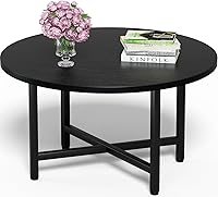 Vista 25 de Mesa auxiliar, mesas de centro circulares de 27.6 pulgadas para sala de estar, mesa de centro redonda de 2 niveles con almacenamiento, mesa central
