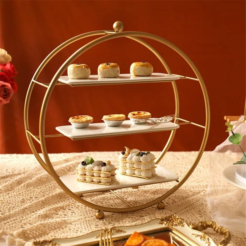 Présentoir à cupcakes Présentoir à gâteaux, présentoir desserts de mariage doré, plateau goûter en métal, multifonctionnel Mariage