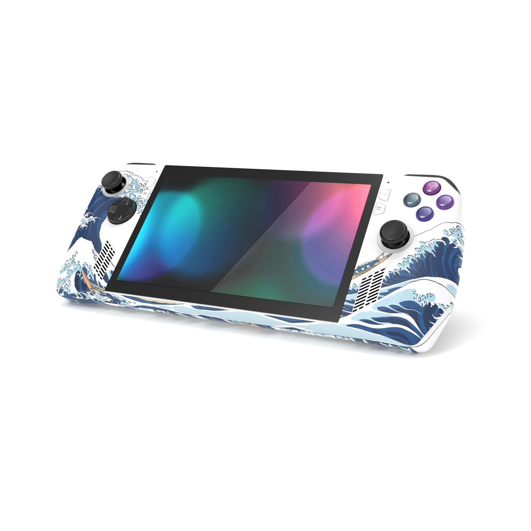 playvital Adesivo Skin per ROG Ally,Adesivi Decal Sticker Vinile Protettiva per ROG Ally Console(2 Set)-Grande Onda Bianca