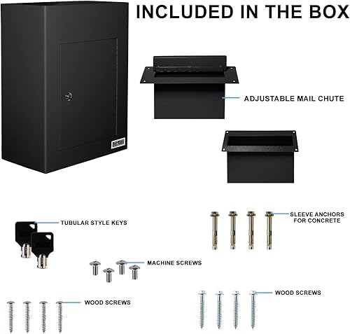 Miniatura 23 de Durabox Caja fuerte de depósito a través de la puerta, 12 x 6 x 15 pulgadas, buzón de acero resistente con cerradura para recibir correo, cheques
