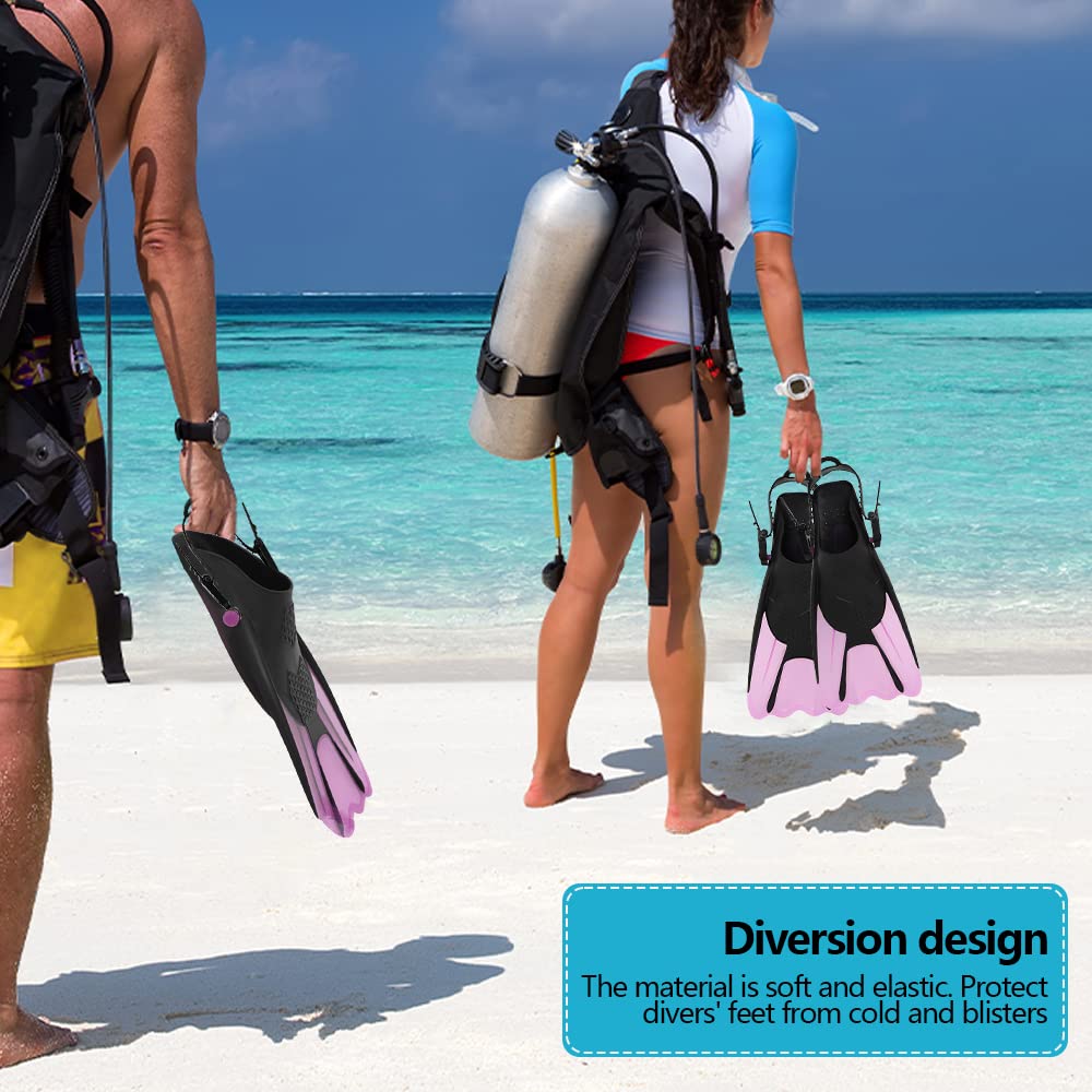 Pinne Snorkeling Corte Regolabili - TPR Antiscivolo | Per Adulti E Donne | Taglia 34-38 | Blu, Rosa, Viola - Foto 7