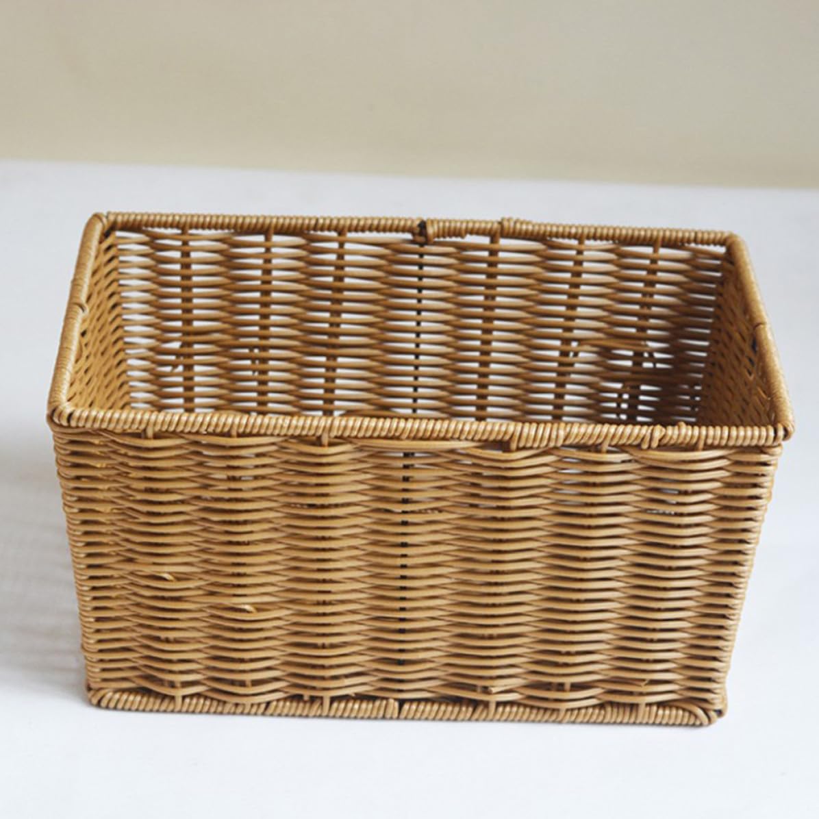 Cesta de almacenamiento de ratán con acabado resistente, organizador de diseño para baño