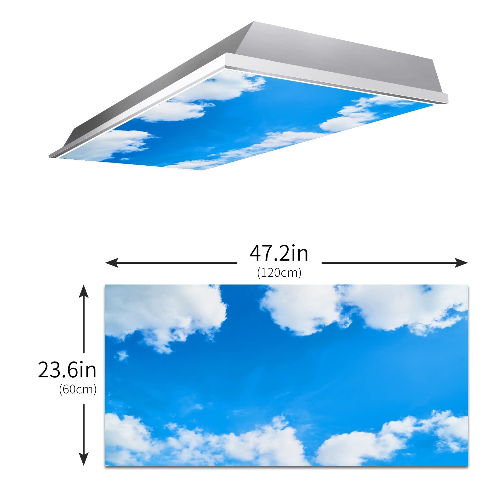 Lámpara de techo fluorescente LED para aula, panel de cielo nube, decorativo, lámpara fluorescente para ventana, 61 x 122 cm, solución de iluminación de oficina