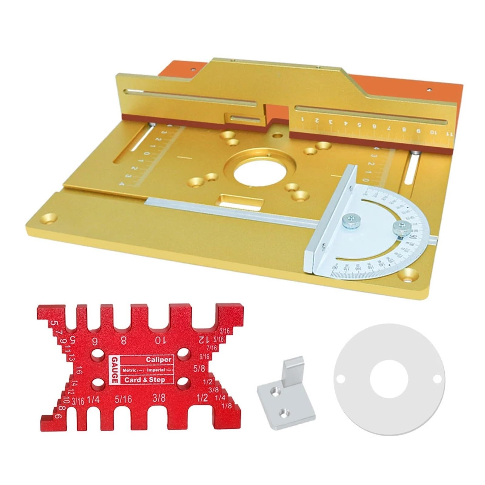 Elevador de enrutador de precisión con placa superior, sistemas de elevación de enrutador de 9,4 x 7,9 pulgadas Herramientas de carpintería de precisión Kit de anillo de inserción para sistemas de e
