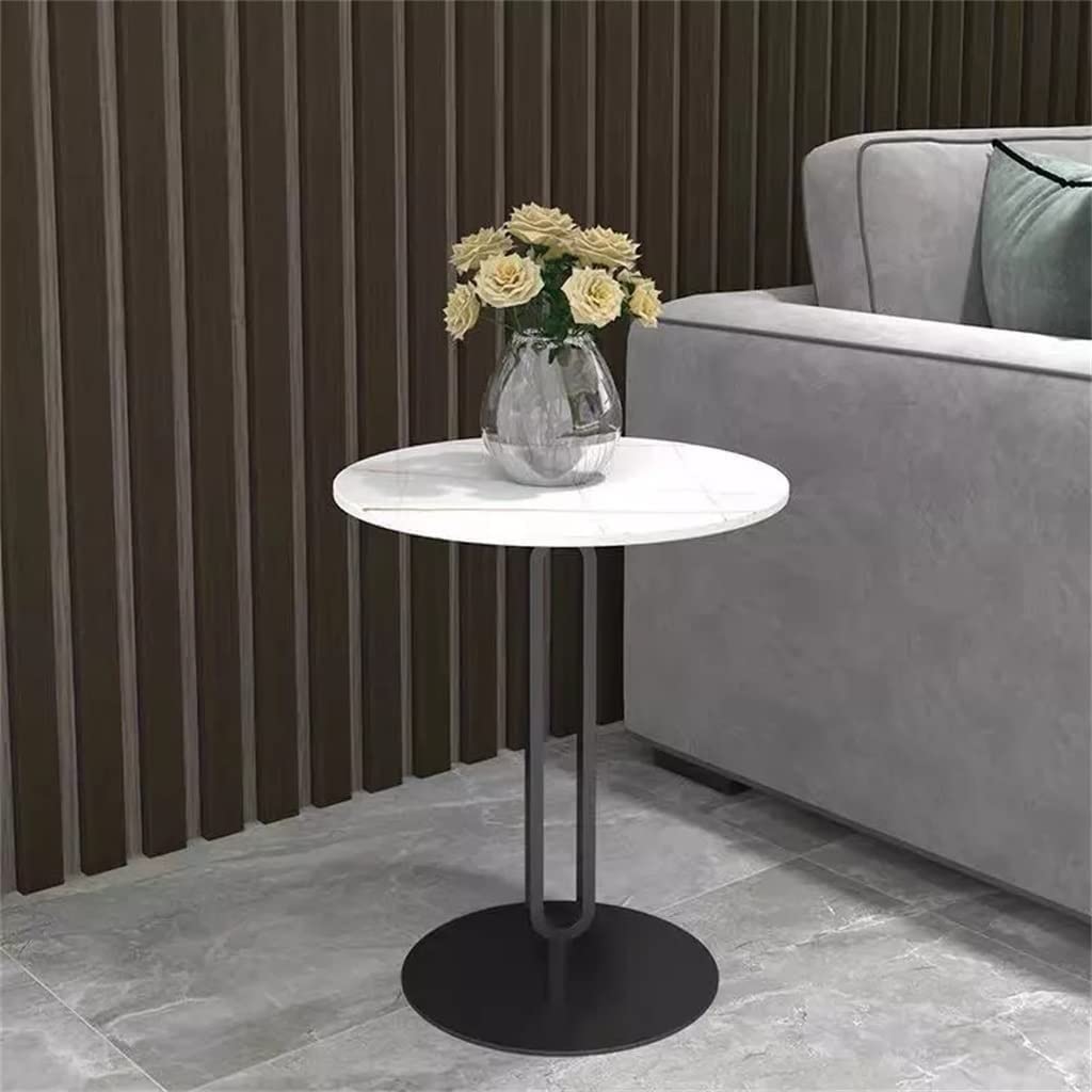 Stolik do Salonu Żelazna Płyta Stolik Narożny Salon Mały Kawowy Marmur Okrągły Stół Sofa Balkon Kawowy(F,50 * 55cm)