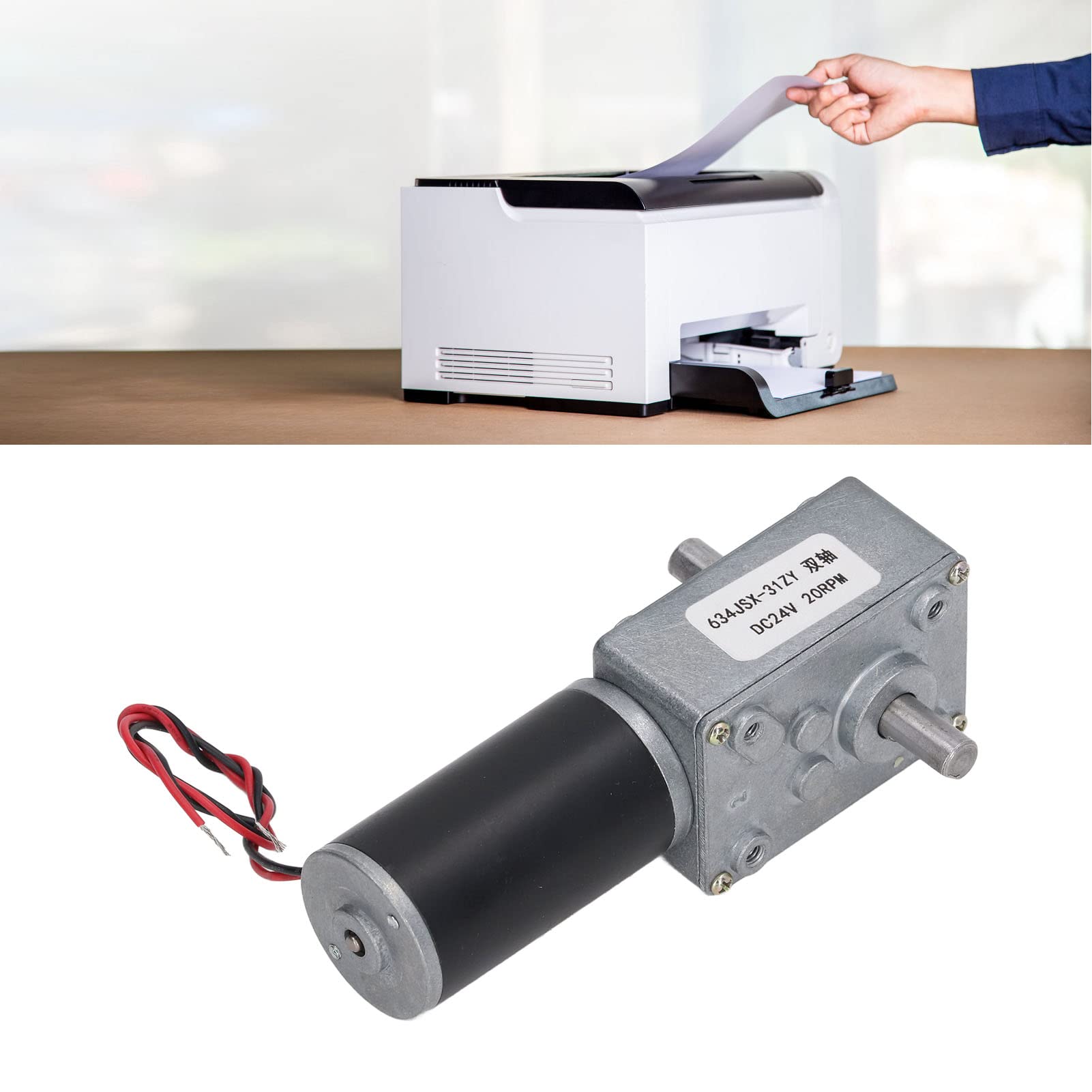 Motoriduttore, Motoriduttore DC 24V Riduzione della velocità Motoriduttore a Vite Senza Fine Reversibile a Doppio Albero Autobloccante, Controlli (20 giri/min)