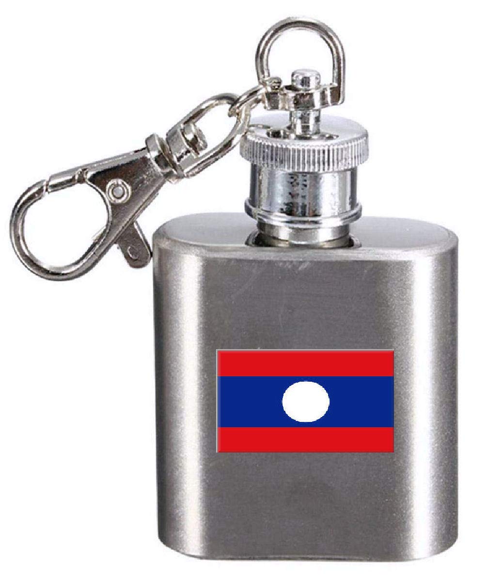 Porte-clés flasque Laos gravé en acier pour homme et femme