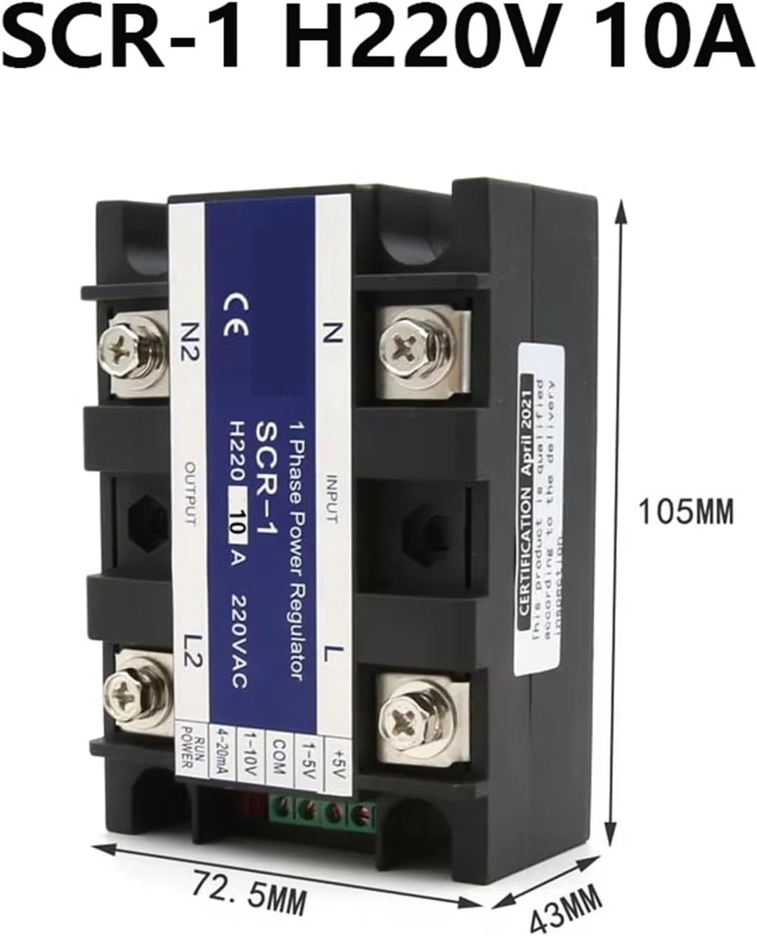 Single-Phase Voltage Rregulator Power Controller Module 10A SCR-10A 220V Control Signal 0-10V 4-20mA 1-5V