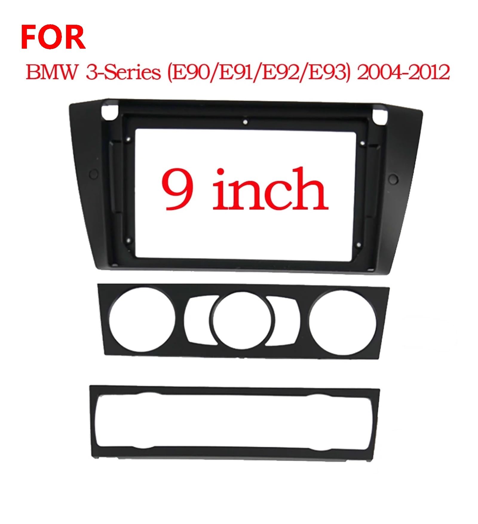 Cadre Façade Cache-Radio Façade d'autoradio 2 DIN Compatible avec BMW Série 3 E90 E91 E92 E93, kit de Panneau façade, câble d'alimentation et boîtier CANbus Inclus | Frame