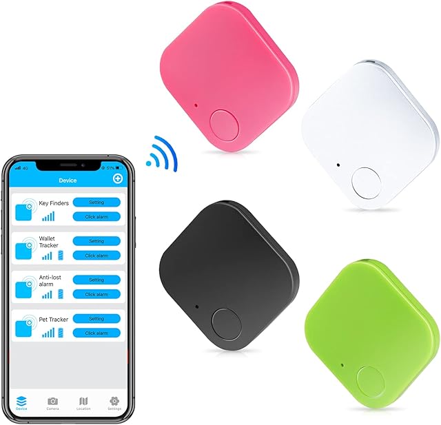 Bluetooth Item Locator, 4 Pack Key Finders Suitable for wallets, pets, luggage, Child locators,Finder Anti-Lost Tag Compatible with Android and iOS