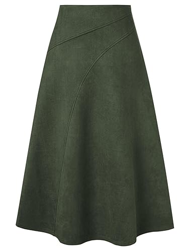 Kate Kasin 2025 Women's Suede Skirts, High Waist A-Line Skirt,