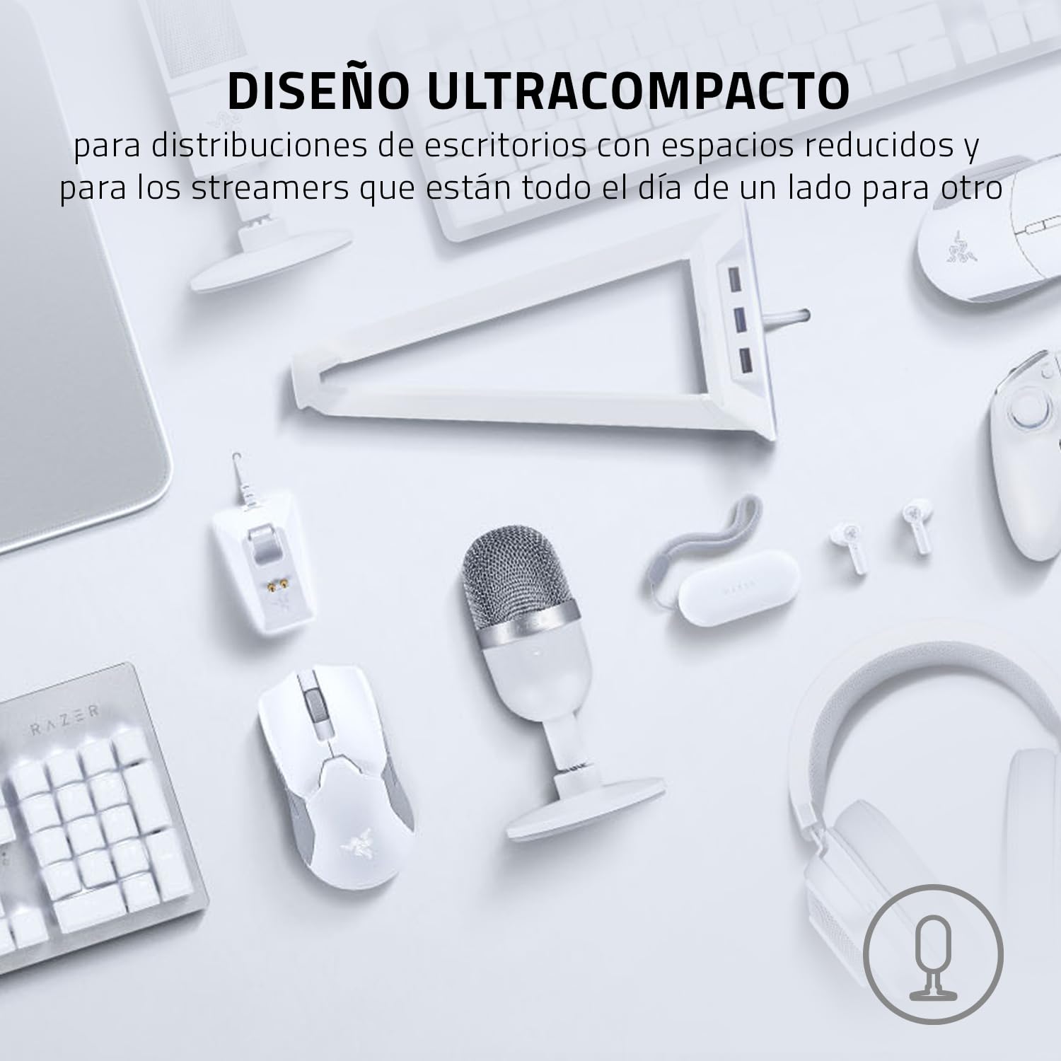Razer Seiren Mini - Micrófono compacto para USB para streaming, (compacto con patrón polar supercardioide, soporte inclinable, amortiguador integrado) Mercury