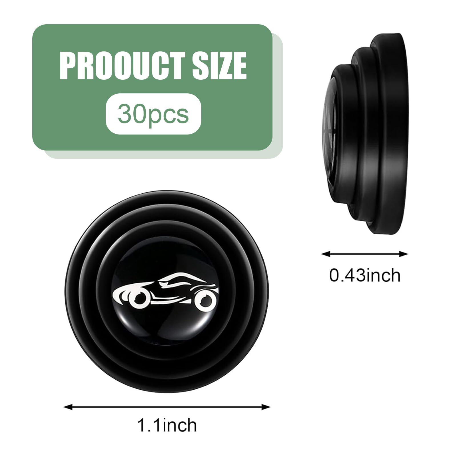 Eratus 30 PCS Door Shock Absorber Pad, Thickened Silicone Door Edge Cushion Mute Mat, Self-Adhesive Waterproof Anti-Collision Protection Mat for Bumper Mirrors, Universal for Cars Trucks (Black)