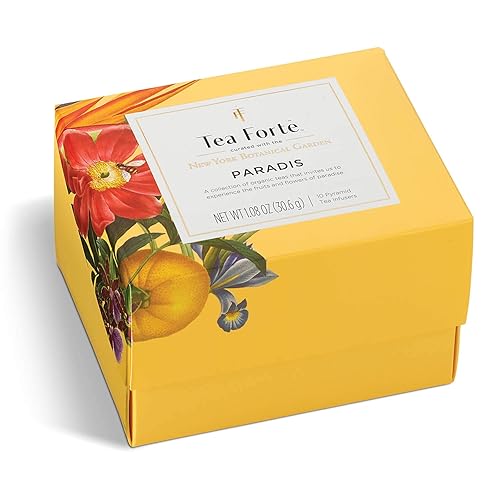 Miniatura 4 de Tea Forte Paradis Juego de regalo de té premium de 3 piezas con taza de café amarilla de mango, bandeja de té y 10 bolsas de infusor de té