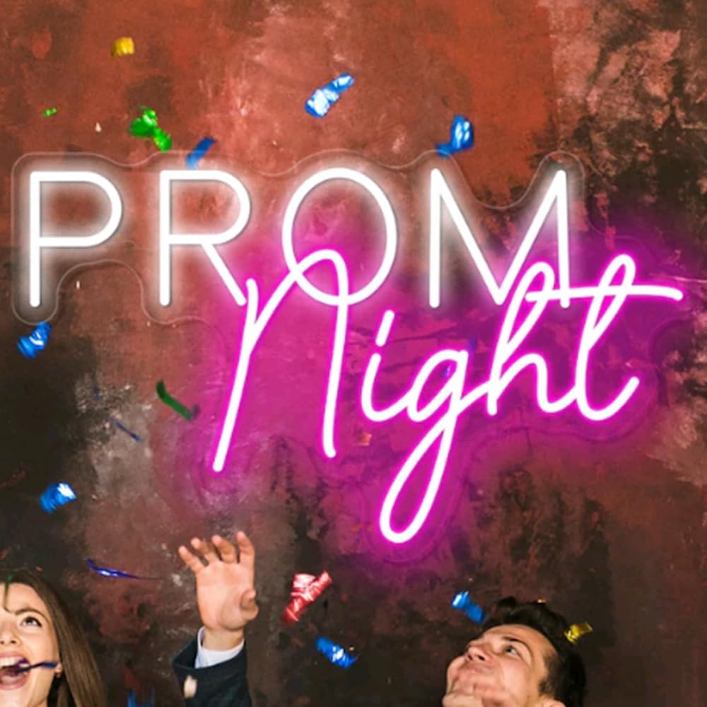 Prom Night LED Neon Sign, Custom Grad Dance Prom 2024 Party Neon Light Wall Decor Graduation Decoration Class of 2024 Personalized Gift Size:16x9inch