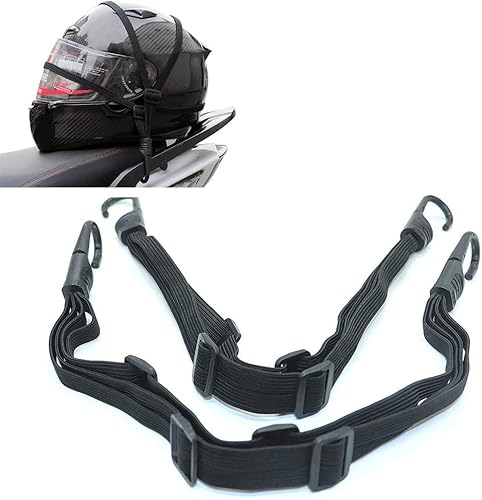 Patty Both 2 piezas de cuerda elástica para casco de motocicleta, correa elástica con 2 ganchos, color negro