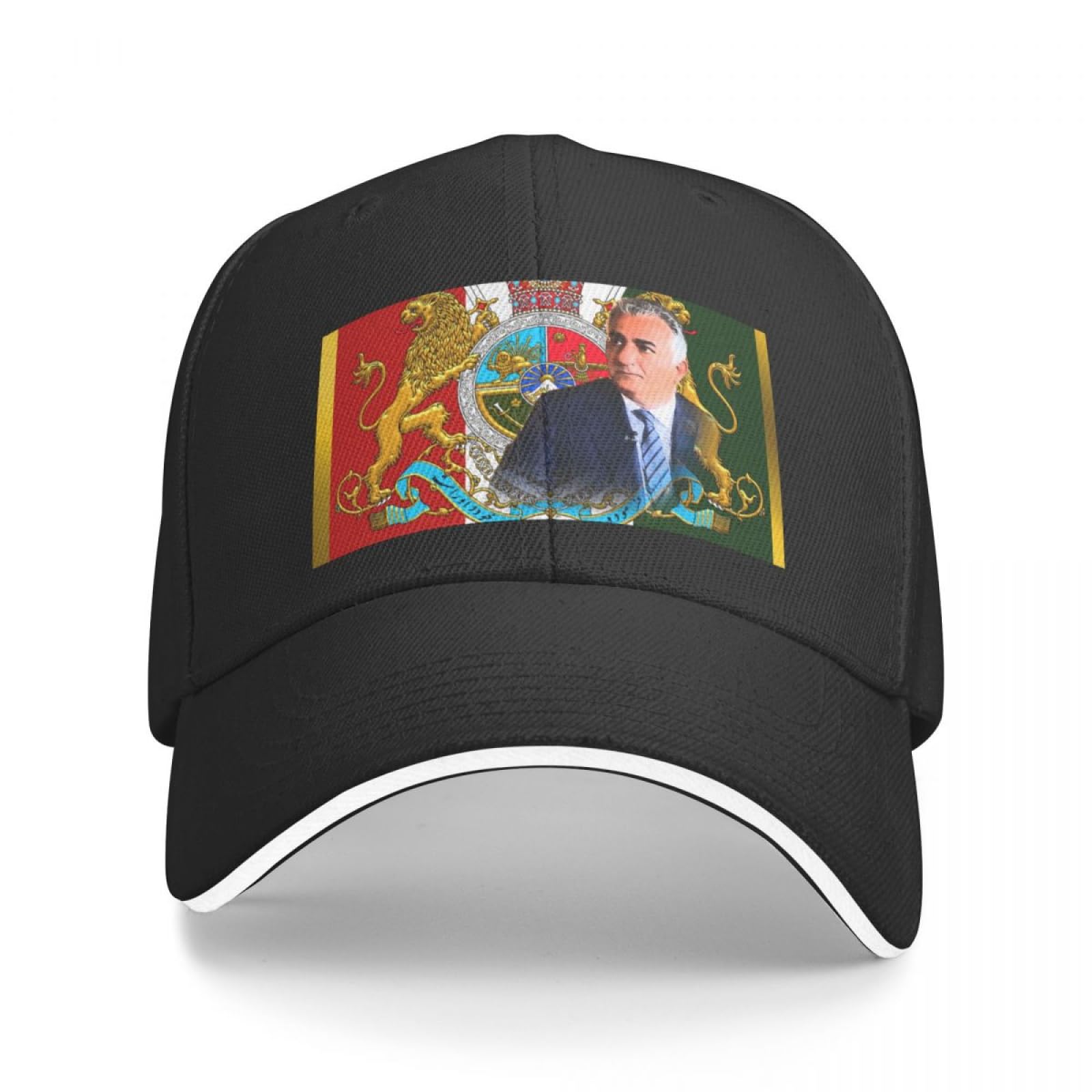Cizieoe Unisex Black Baseball Cap Iranian Imperial Coat Of Arms Of Iran With King Pahlavi Beach Hat Rugby Man Cap