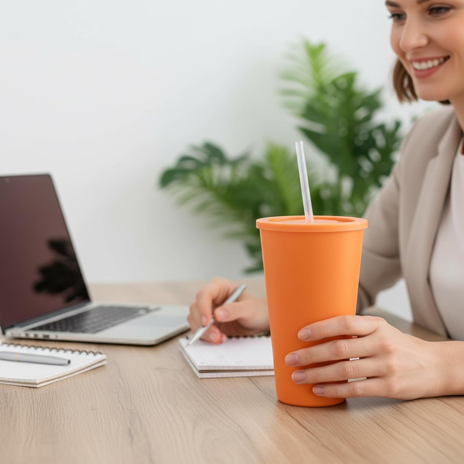 32 oz Cups with Lids and Straws - Reusable Tumbler with Lid and Straw, BPA Free Iced Travel Coffee Mug Water Bottle for Kids Adults Women (8 Pack) - Image 4