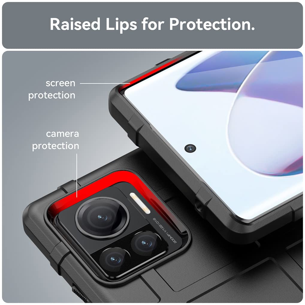 SEAHAI Cover Per Motorola Edge 30 Ultra - Custodia Protettiva Militare Antiurto Con Fodera In Microfibra E Design Anti-Caduta, Colore Nero