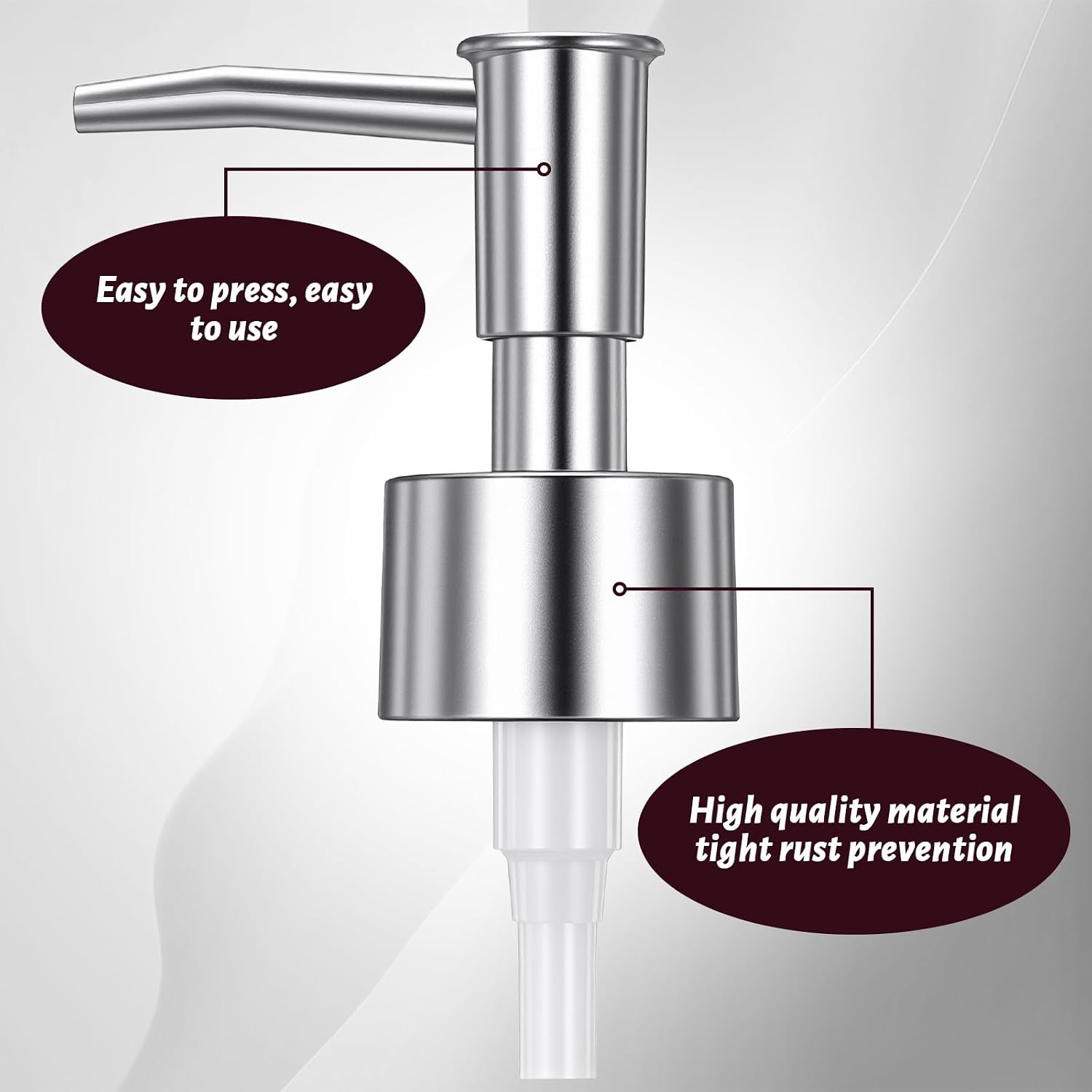 4 Pack Soap Dispenser Pump Replacement, Silver Soap Pump Replacement for Liquid Soap Lotion Dispenser Pumps, Reusable PP Head Soap Dispenser Top for Kitchen Bathroom image 4