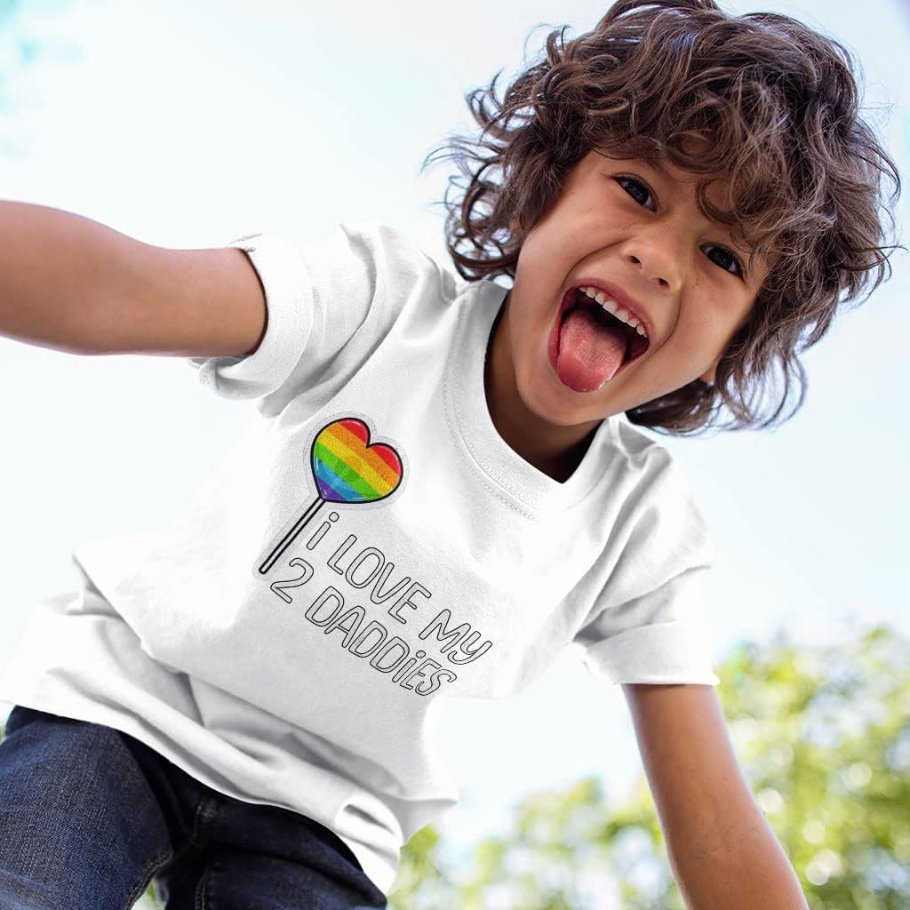 I Love My Two Daddies Kids' T-Shirt - Rainbow T-Shirt - Heart Tee Shirt for Kids