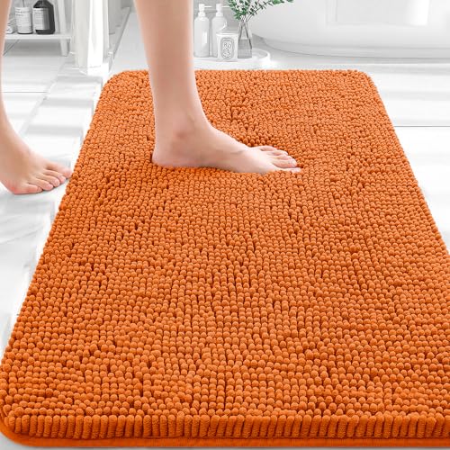 Image of OLANLY Bathroom Rugs 32x20, Extra Soft Absorbent Chenille Bath Rugs, Rubber Backing Quick Dry, Machine Washable Bath Mats for Bathroom Floor, Tub and Shower, Home Decor Accessories, Clay