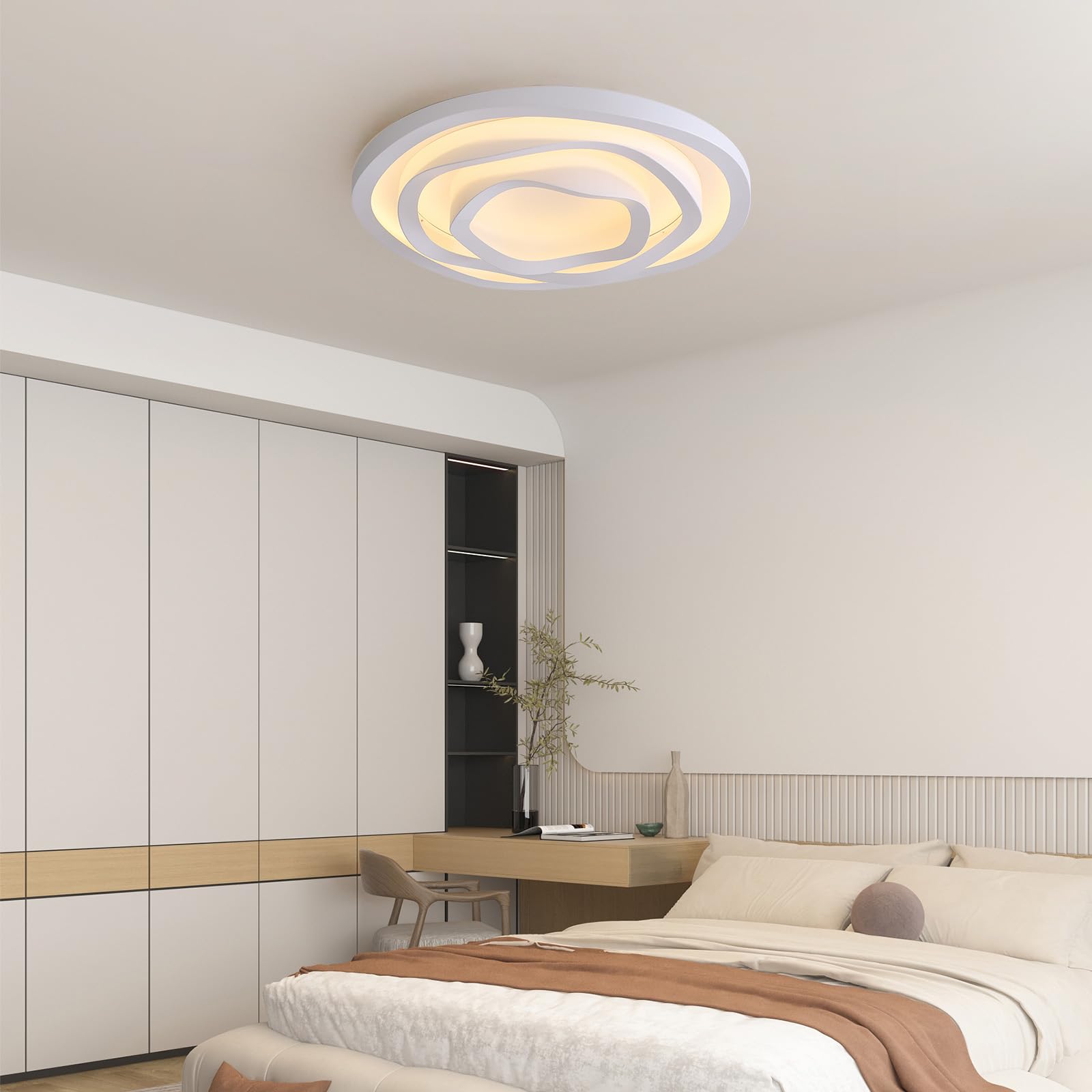 Plafoniera LED Soffitto Moderna Bianca a Forma di Fiore, Lampadario LED Soffitto Ø50cm,Regolabile 3000-6000K con Telecomando,Plafoniera Soffitto per Camera da Letto,Soggiorno,Sala da Pranzo