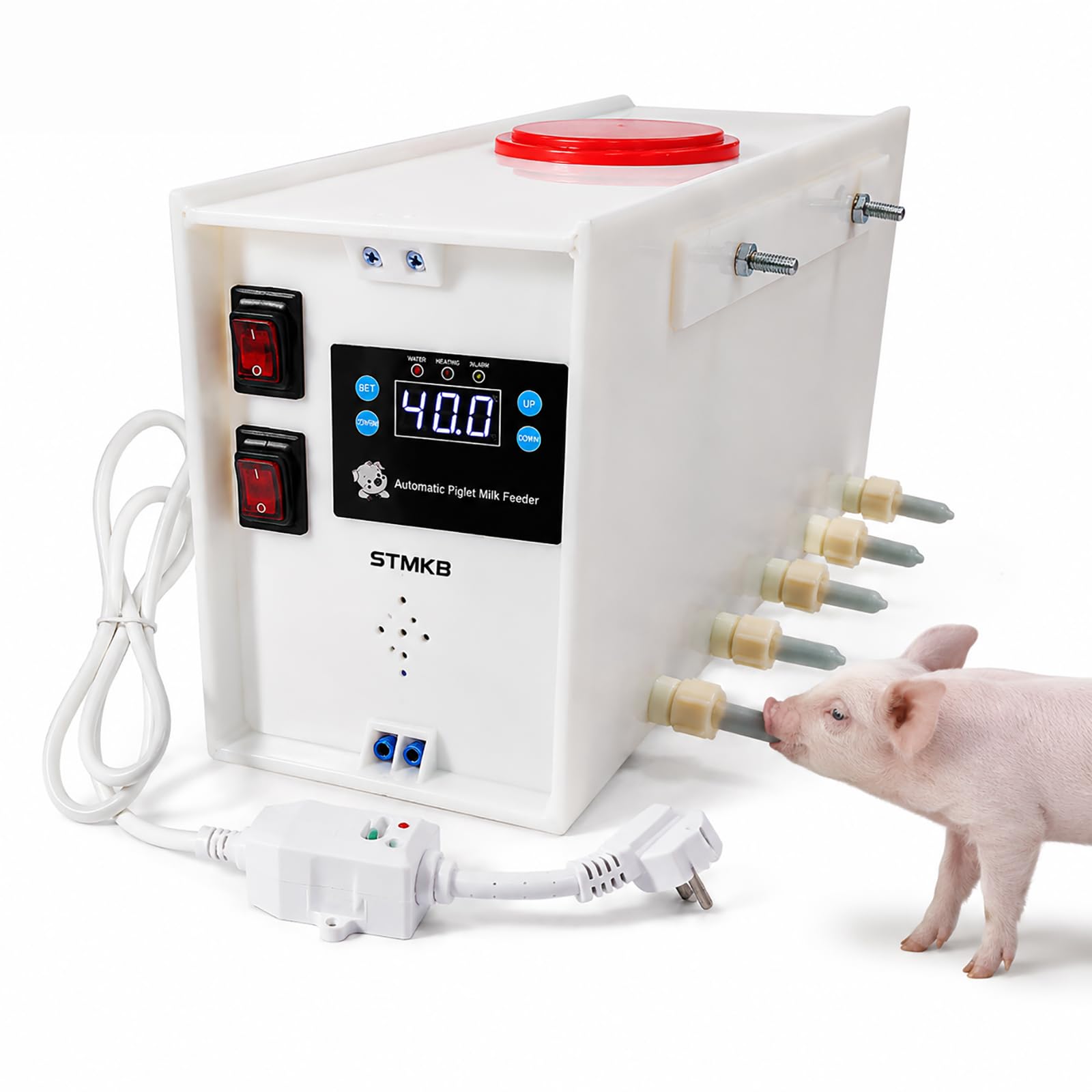 Alimentador Automático De Leche para Lechones con Control De Temperatura, Alimentador De 10 Tetinas con Bomba Mezcladora De Circulación De Agua, Equipo Inteligente De Alimentación para Granjas