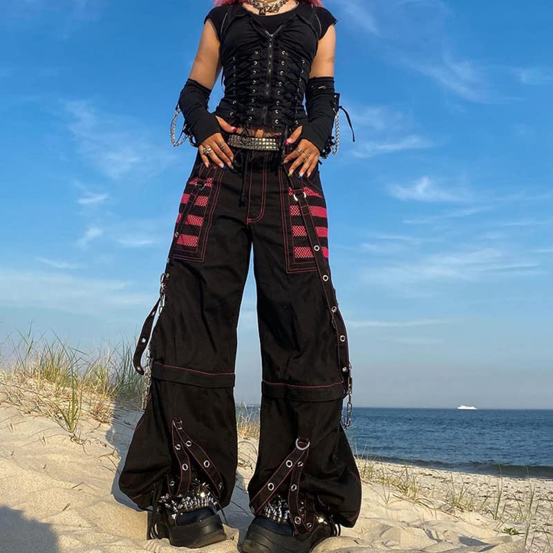Y2K Low Waist Straight Leg Cargo Pants Indie Aesthetic Baggy Trousers Harajuku Vintage Hippie Denim Pants Streetwear3