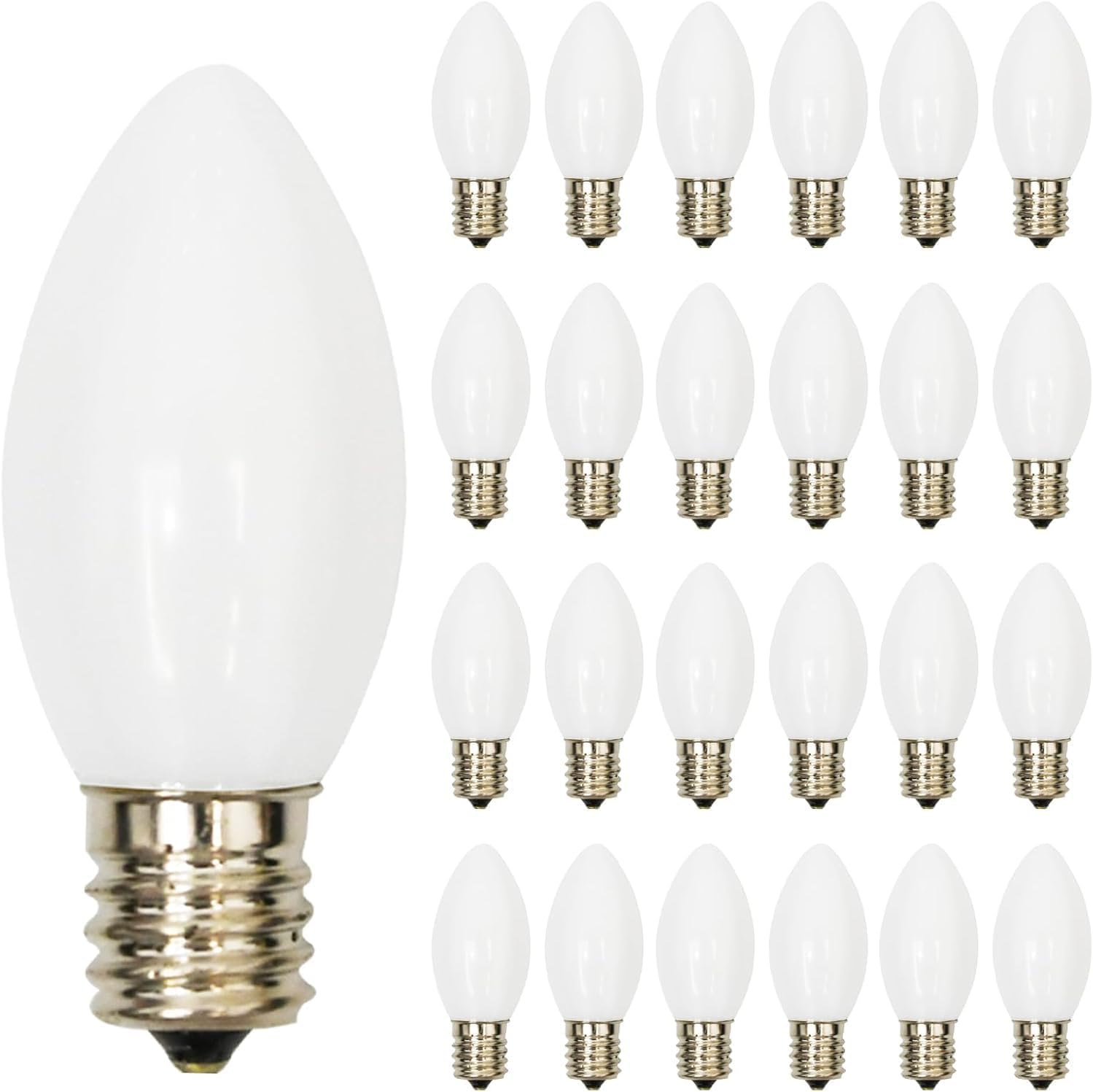 25 Pack Christmas Light Bulbs, 7W Incandescent Replacement Bulbs, Vintage Ceramic Bulbs for Christmas String Lights Outdoor St. Patrick's Holiday Decor, E17/C9 Intermediate Base, Green