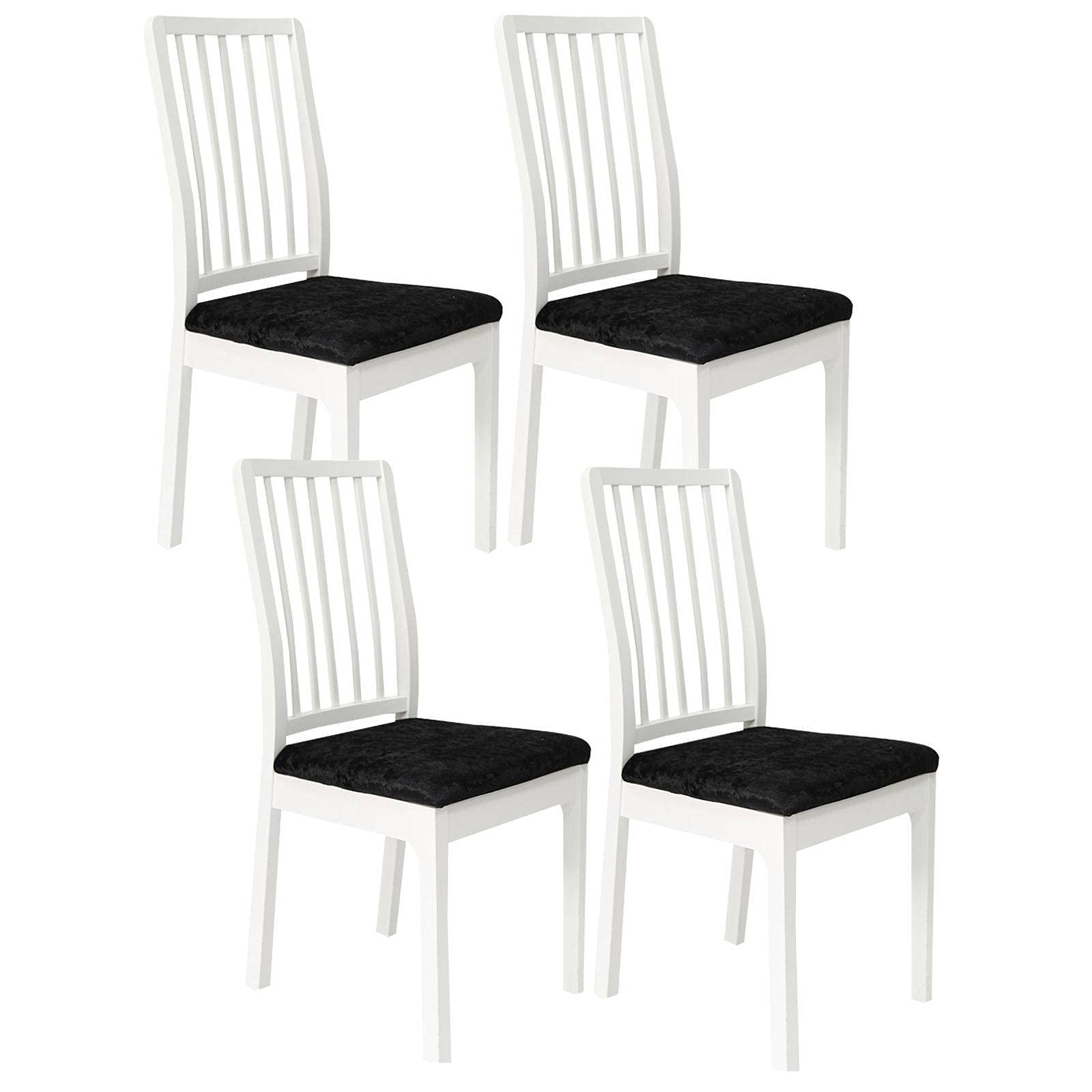 JHLD Stretch Chair Seat Covers, Crushed Velvet Dining Chair Seat Covers Elastic Dining Room Chair Seat Covers Seat Covers for Dining Room Chairs Removable Washable for Dining Room-Black-Set of 4