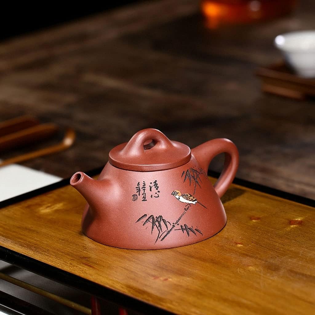 Teapot Zisha Teapot Traditional Yixing Purple Clay Teapot Qing Cement Teapot Handmade Painted Teapot Kung Fu Tea Set Household Tea Kettle Pottery Teapot