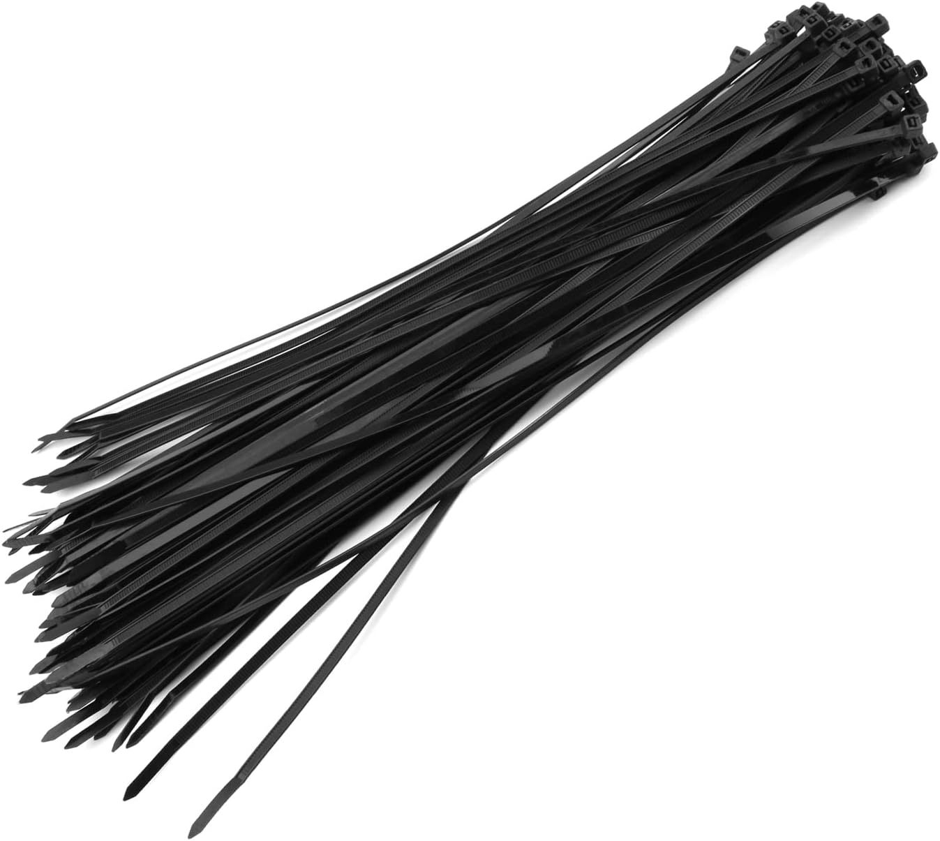 Heyiarbeit Cable Zip Ties 400mm Long 4.8mm Wide Eco-Friendly Nylon Plastic Black Wire Tie Wraps for Home Office Garden Garage Workshop 100pcs