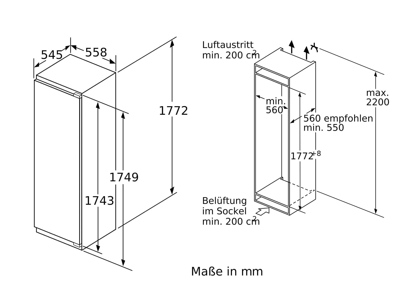 Neff KI1813FE0 lodówka do zabudowy N70 / 177,2 x 55,8 cm (wys. x szer.) / 319 l część chłodząca/FreshSafe 2