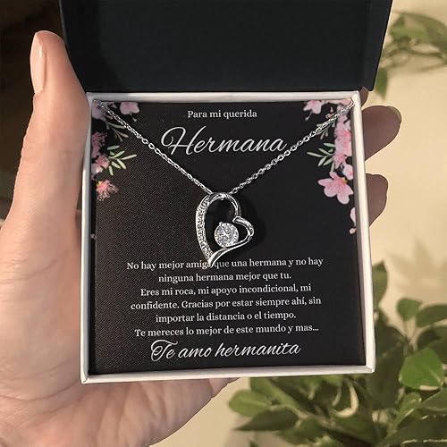 Miniatura 8 de Regalos para hermanas en español Collar De Corazon Para mi Querida Hermana Regalos De Cumpleaños Para Hermana Aniversario Regalo de Amor Para