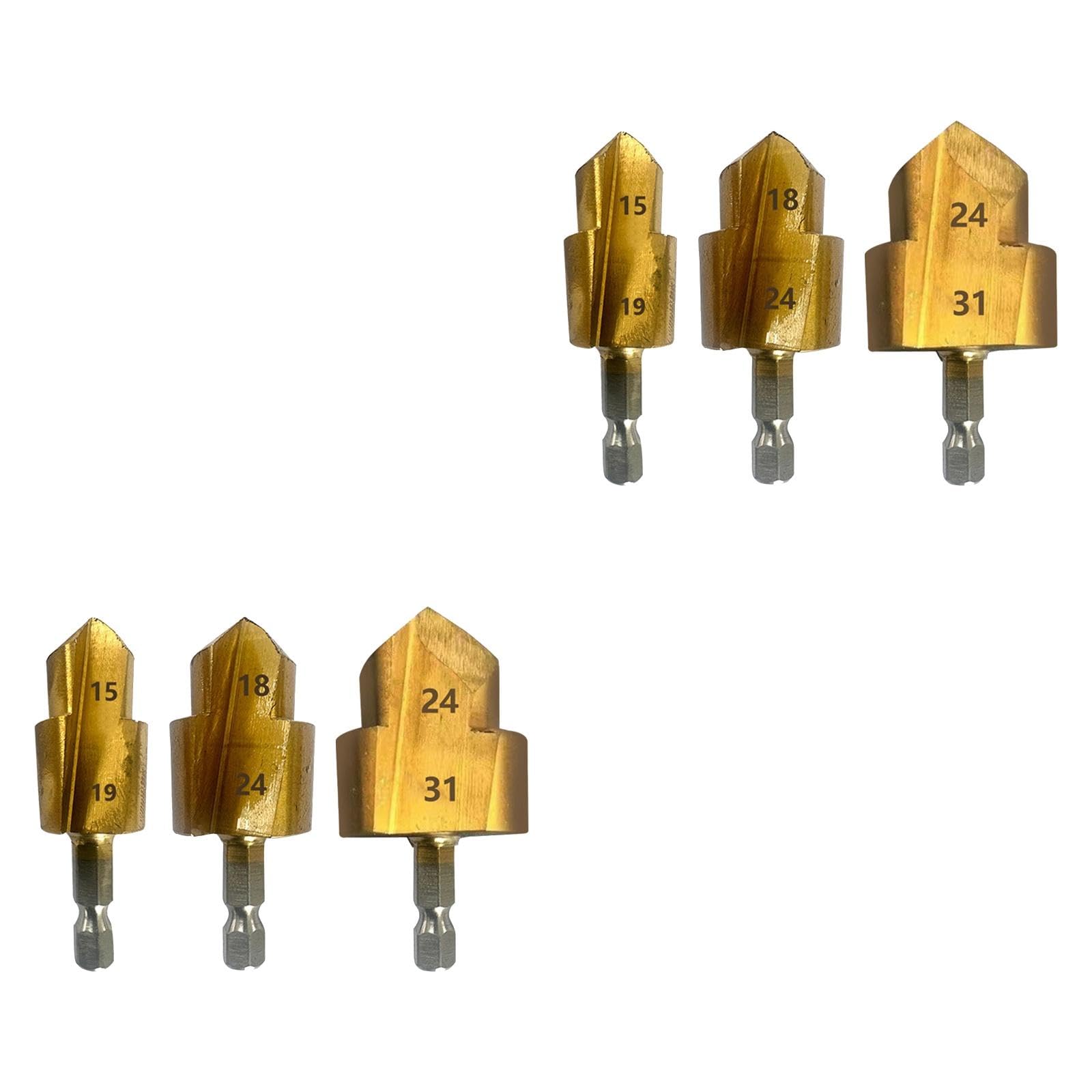 perfk 2x Paquete de 3 Piezas de Taladro Escalonado de Elevación Ppr, Herramientas Prácticas de Plomería para Herramientas Eléctricas, Vástago Hexagonal