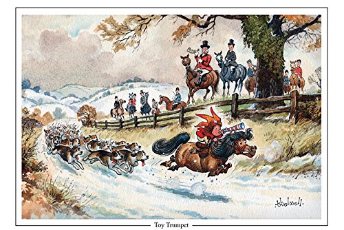 Thelwell Toy Trumpet Large A5 horse, pony and hunting themed greeting card with envelope. Great card for pony club kids