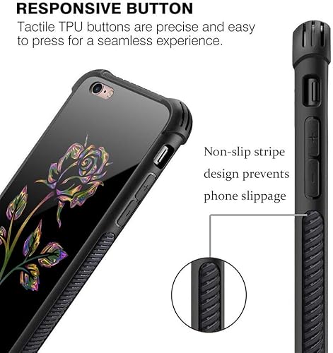 Miniatura 4 de Funda compatible con iPhone 6S, diseño de rosa gradual para iPhone 6 para niñas y mujeres, diseño de patrón de vidrio orgánico antiarañazos para