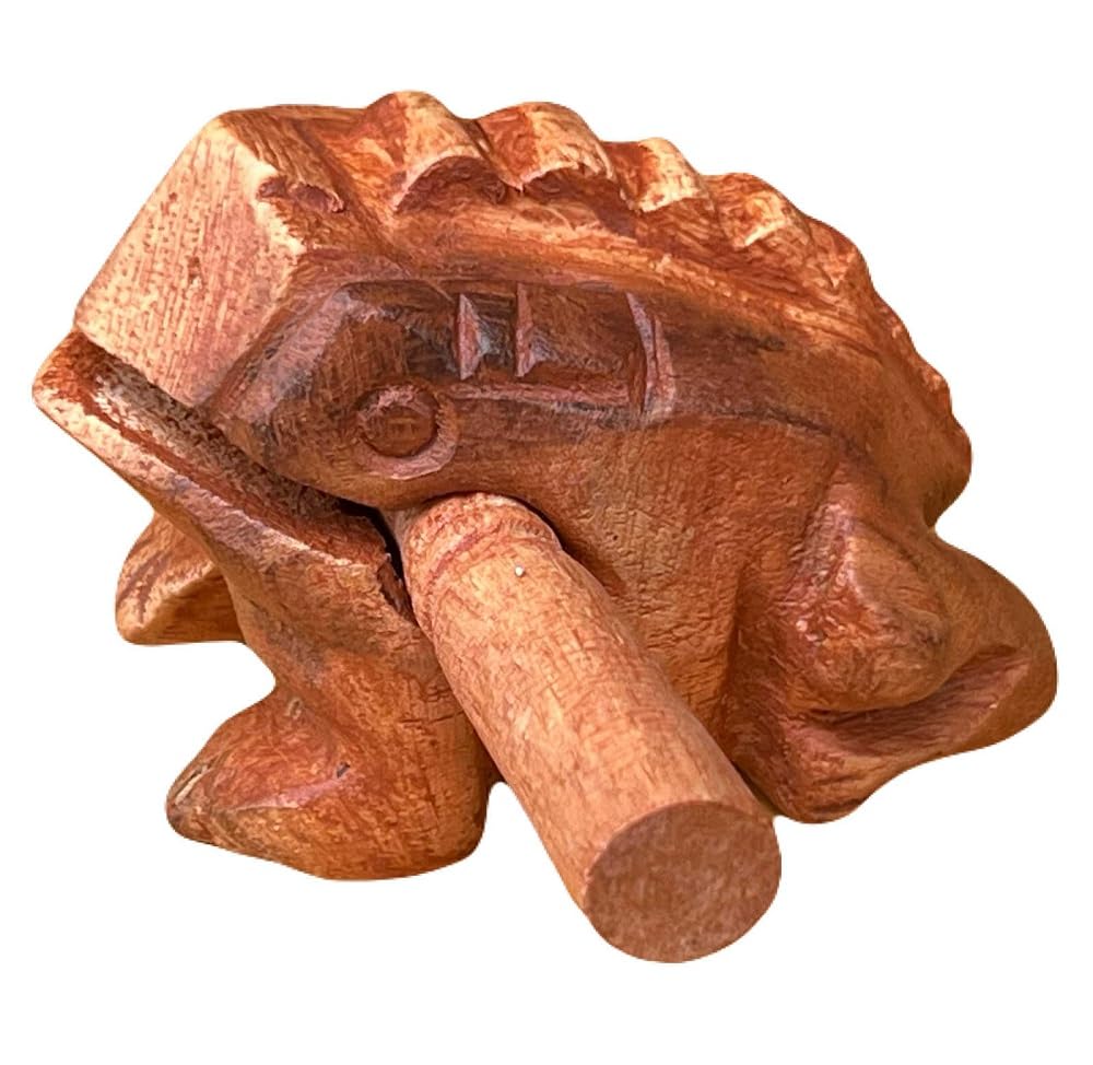 Brown 2 75 Inch Guiros Percussion Instruments Wooden Frog Wooden Frog Musical Instrument Home Decor Handcrafted Decoration Brown