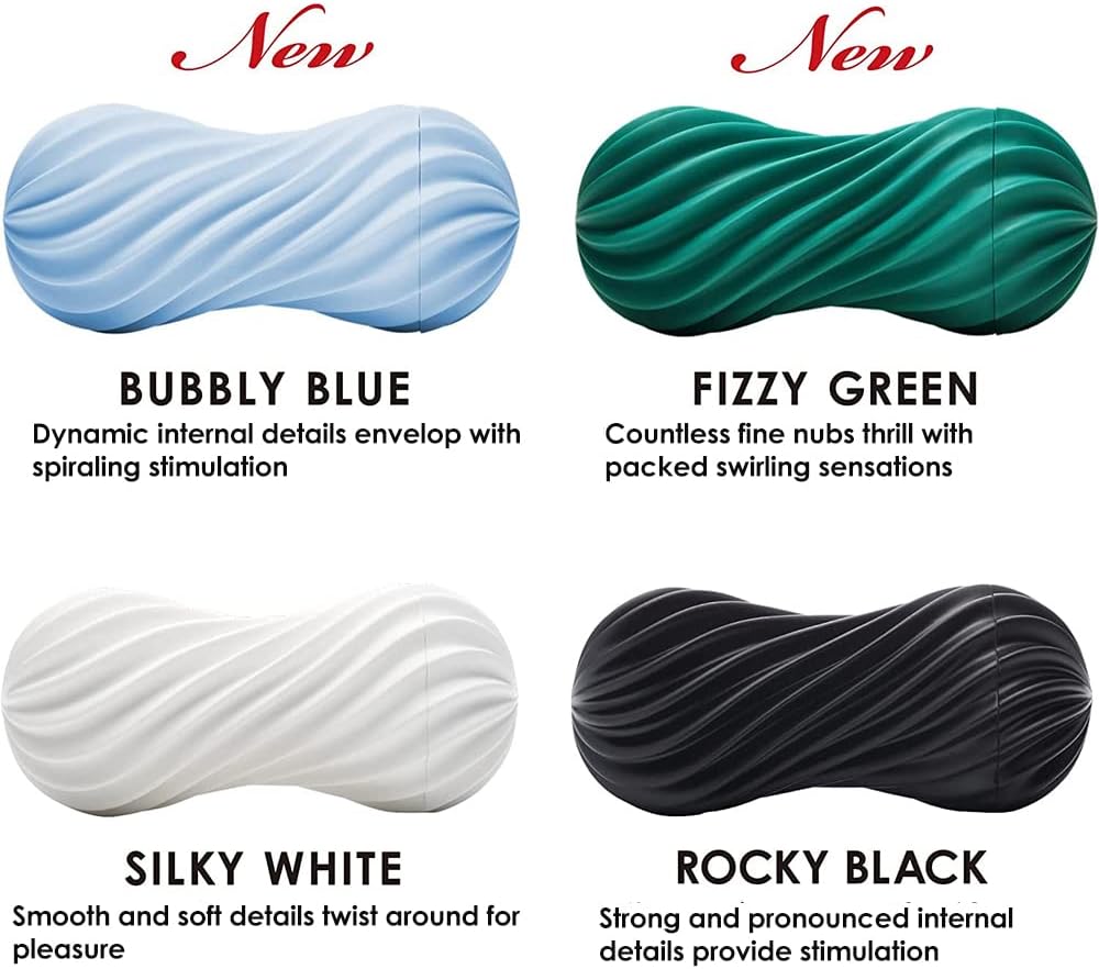 TENGA Flex Reusable, Manual, Twisting Motion, Male Masturbator, Bubbly Blue
