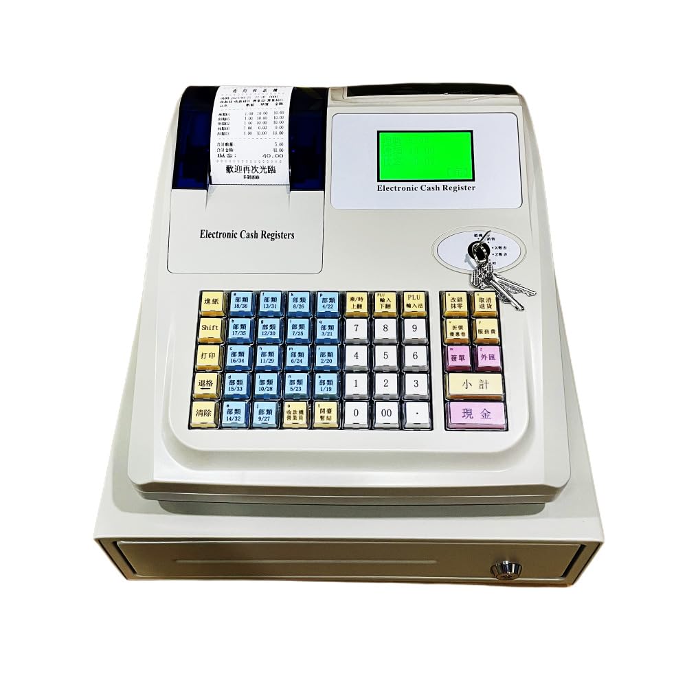 Cassa, Registratore di cassa adatto for ristoranti/supermercati/negozi di abbigliamento/hamburgerie/negozi di té al latte Registratore di cassa elettronico,Assistente Cassiere(White)