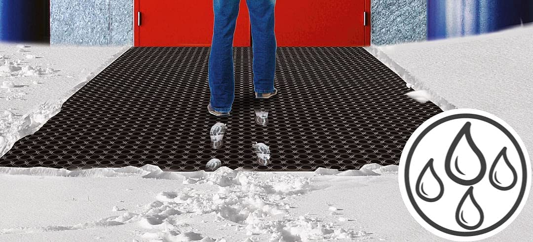 generico ZERBINO Gomma Antiscivolo a griglia, drenante, antisporco, Spessore 15mm, Adatto ad Ambienti di Lavoro, Ingresso o Uso Esterno. Octo Door. Varie Misure (100x100 Kit)